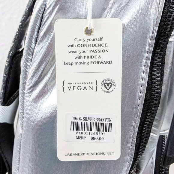 Urban Expressions Braxton High Shine Backpack - Silver main image 4